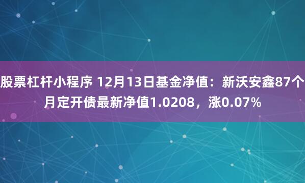 股票杠杆小程序 12月13日基金净值：新沃安鑫87个月定开债最新净值1.0208，涨0.07%