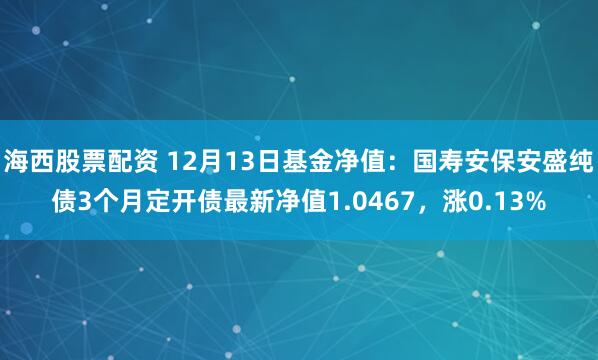 海西股票配资 12月13日基金净值：国寿安保安盛纯债3个月定开债最新净值1.0467，涨0.13%