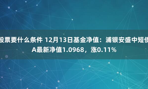 股票要什么条件 12月13日基金净值：浦银安盛中短债A最新净值1.0968，涨0.11%