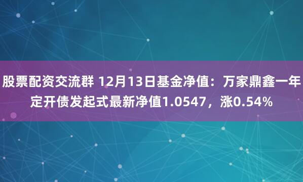 股票配资交流群 12月13日基金净值：万家鼎鑫一年定开债发起式最新净值1.0547，涨0.54%