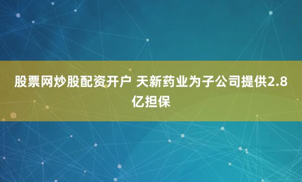 股票网炒股配资开户 天新药业为子公司提供2.8亿担保