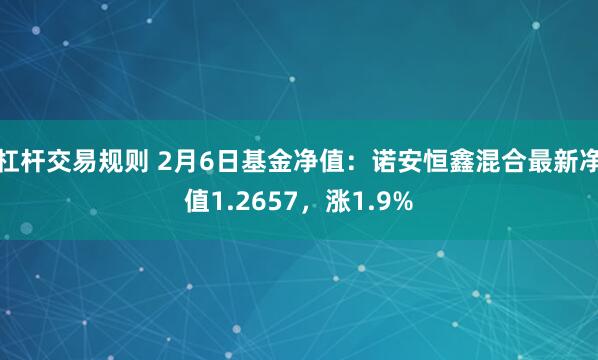 杠杆交易规则 2月6日基金净值：诺安恒鑫混合最新净值1.2657，涨1.9%