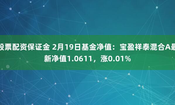 股票配资保证金 2月19日基金净值：宝盈祥泰混合A最新净值1.0611，涨0.01%