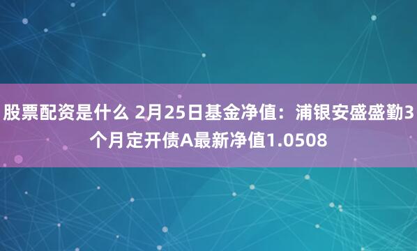 股票配资是什么 2月25日基金净值：浦银安盛盛勤3个月定开债A最新净值1.0508