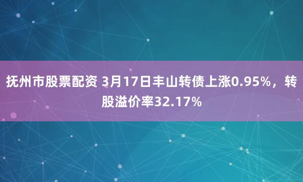 抚州市股票配资 3月17日丰山转债上涨0.95%，转股溢价率32.17%